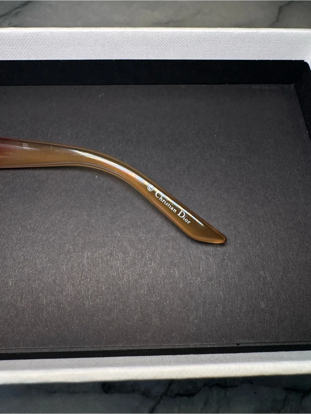 Christian Dior Rectangular Gradient Frames in Burgundy and Amber